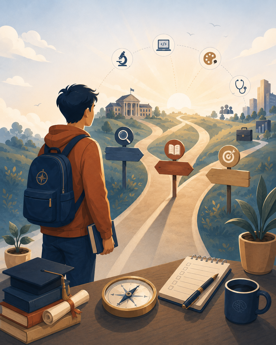Student exploring different education and career paths